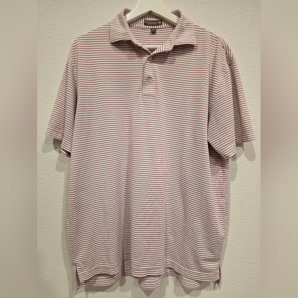 PETER MILLAR Summer Comfort STRIPED Red & Wht Mens Medium Golf Business Casual